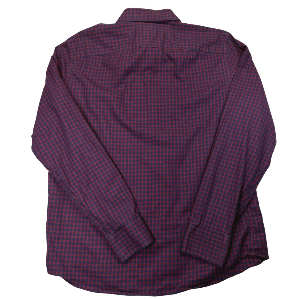 UNTUCKit Button Down Shirt Mens L Slim Fit Plaid Cotton Long Sleeve Navy Red - Picture 3 of 7